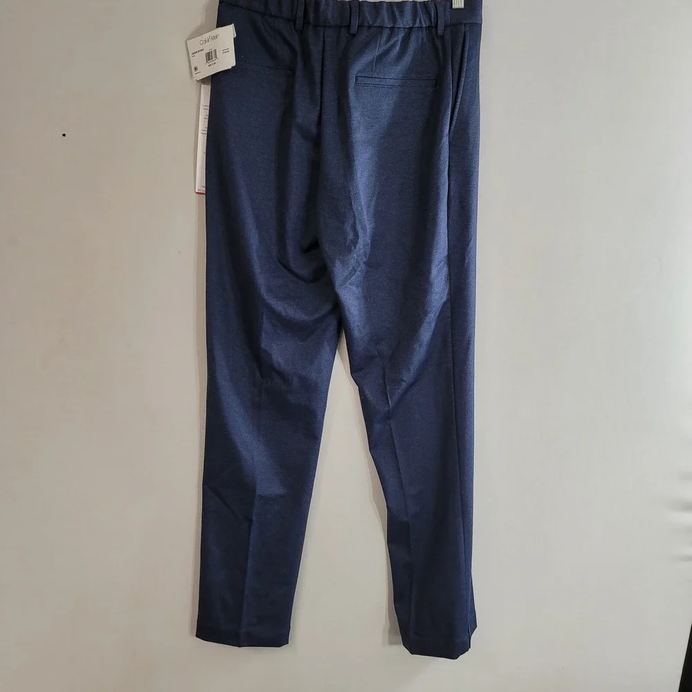 Calvin Klein Slim Fit Knit Dress Pants 30x32 Navy Blue Flat Front‎ $135 NEW